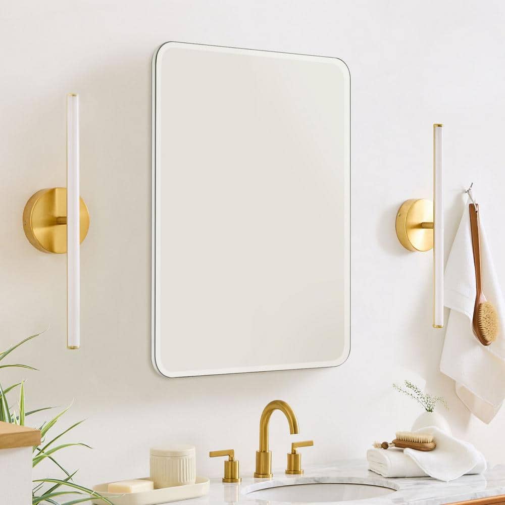 TEHOME 24'' x 30'' White Frameless Metal Medicine Cabinet with Mirror