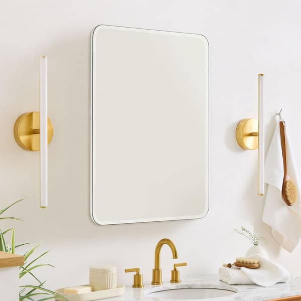 TEHOME Tomace 24 in. W x 30 in. H Rectangular Recess and Surface Mount Frameless Medicine Cabinet with Mirror
