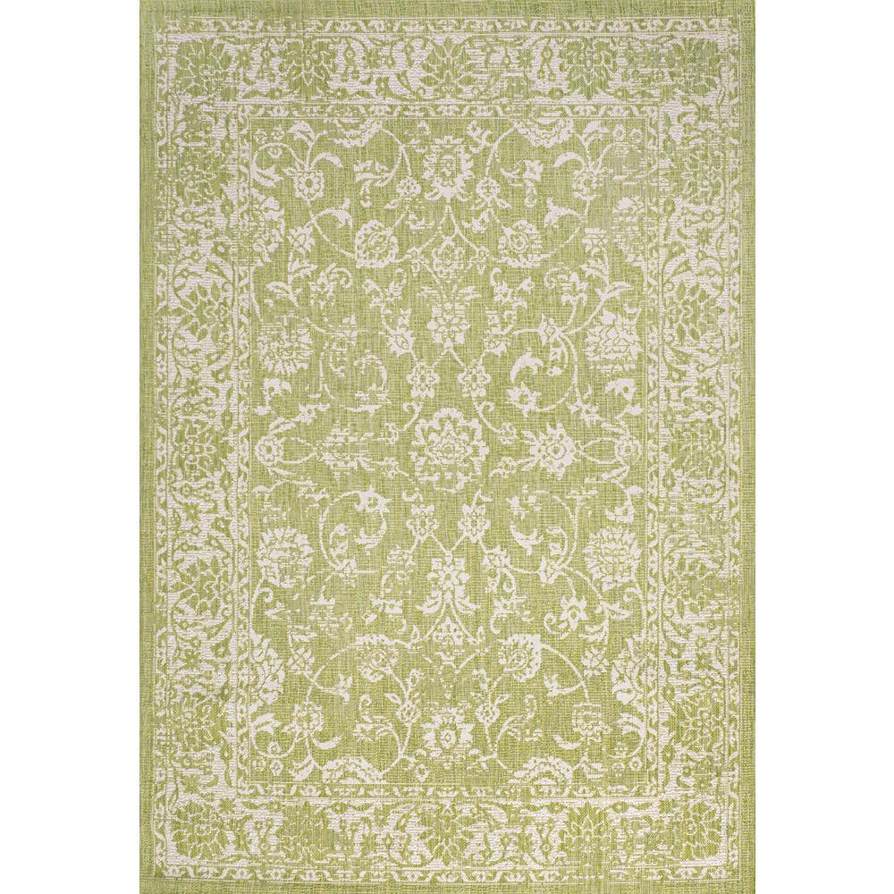 Bohemian Vintage Vine Border Gray Cream 4' x 6' Synthetic Area Rug