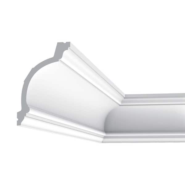 4 in. x 6-1/8 in. x 78-3/4 in. Primed White Plain Polyurethane Crown Moulding (12-Pack)