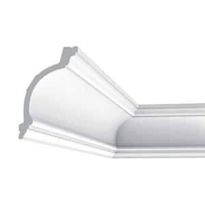 4 in. x 6-1/8 in. x 78-3/4 in. Primed White Plain Polyurethane Crown Moulding (12-Pack)