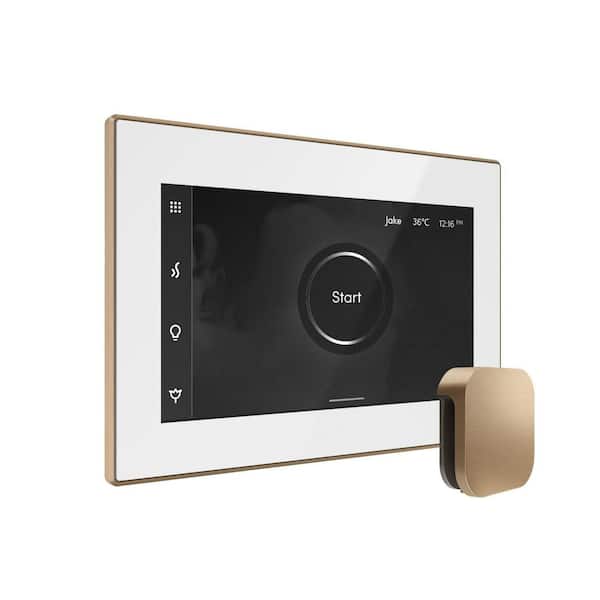 XButler Max Steam Shower Control Package with iSteamX Control and Linear Steamhead in White Brushed Bronze