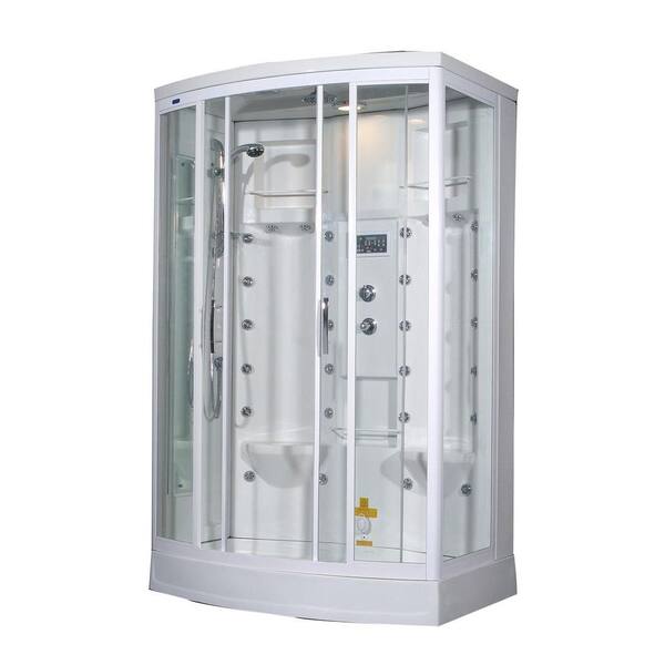 Aston ZA213 56 in. x 37 in. x 85 in. Steam Shower Left Hand Enclosure Kit in White with 28 Body Jets