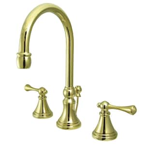 Governor 8 in. Widespread 2-Handle Bathroom Faucet with Brass Pop-Up in Polished Brass