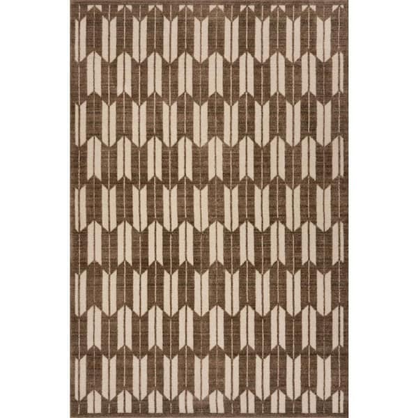 Rovelle Geometric Modern Area Brown 4 ft. x 6 ft. Indoor Area Rug