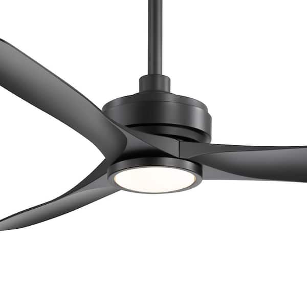 Claude 52 in. Integrated LED Black Propeller Ceiling Fan with Light, Black Blade, Downrod and Remote Included