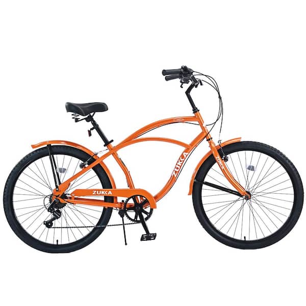 Sudzendf Orange Garden & Outdoor 26 in. 7-Speed Beach Cruiser Adult Bike