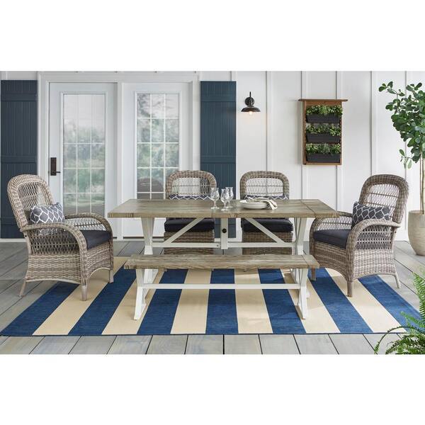 hampton bay beacon park gray wicker outdoor patio coffee table