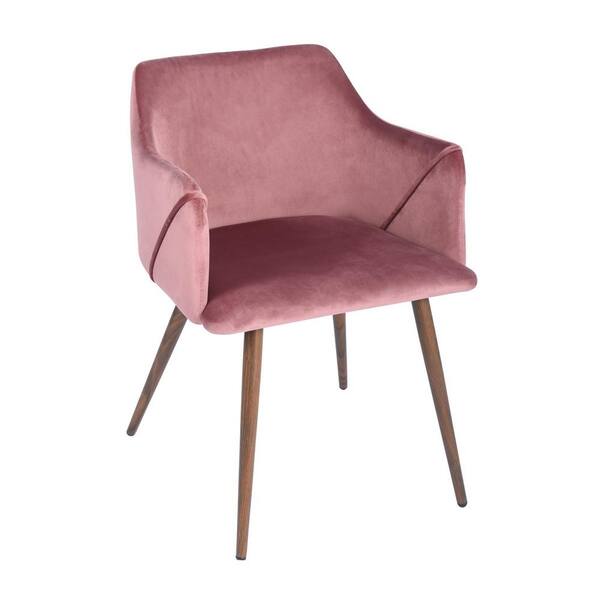 FurnitureR Dining Chair Pink Solid Wood Arm Chair ALDRIDGE ROSE LMKZ