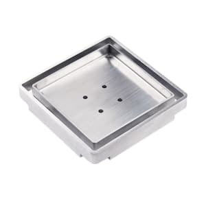 Fundo Tileable Square 0.375 in. H x 3.75 in. W in Stainless Steel Metal Decorative Drain Cover