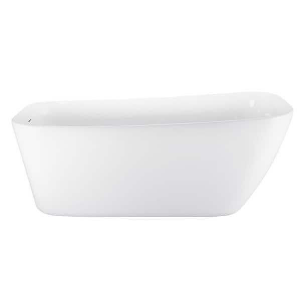 Xspracer Moray 59 in. x 28 in. Acrylic Flatbottom Freestanding Soaking Non-Whirlpool Bathtub in Glossy White