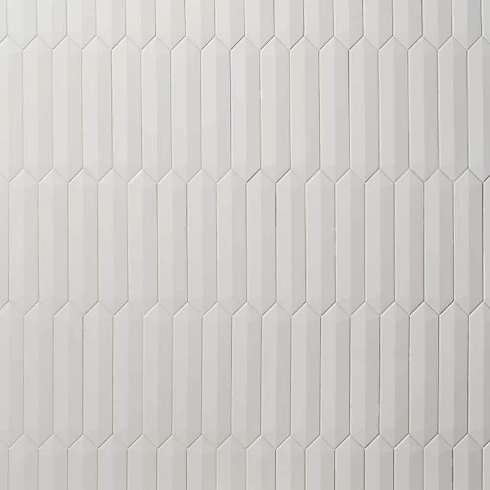 White Polished Ceramic Hexagonal Wall Tile, 3x13 inches