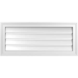 32 in. x 14 in. Vertical Surface Mount PVC Gable Vent: Functional with Brickmould Frame