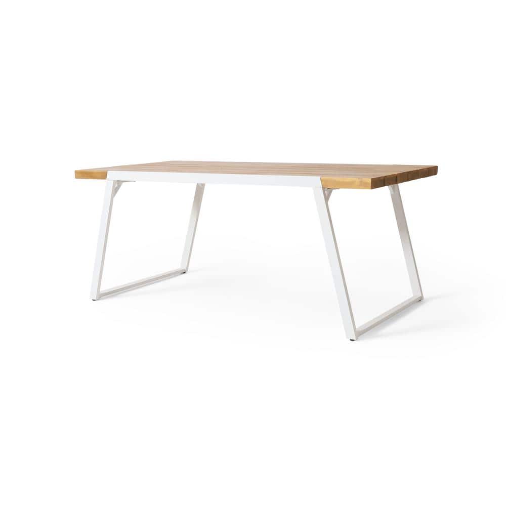 Goliath Teak and White Rectangular Wood and Metal Outdoor Patio Dining Table price history on PriceWatchPro