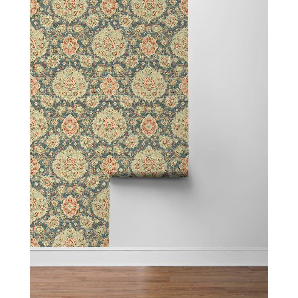 Caspian Celestial Blue Damask Peel and Stick Wallpaper
