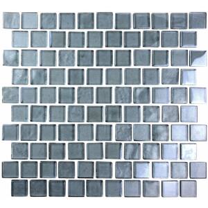 Landscape Sand Gray Square Mosaic 1 in. x 1 in. Textured Glossy Glass Wall Pool & Floor Tile (0.84 Sq. ft.)