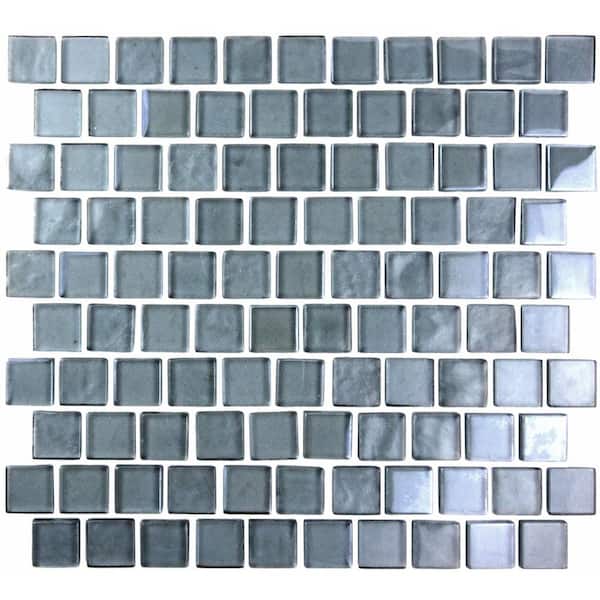 Landscape Sand Gray Blue 12 in. x 12 in. Square Glossy Glass Mosaic Pool Tile (10 sq. ft./Case)