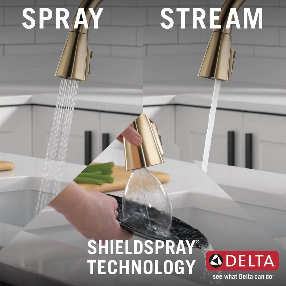 Champagne Bronze Touch-Control Kitchen Faucet with Pull-out Spray
