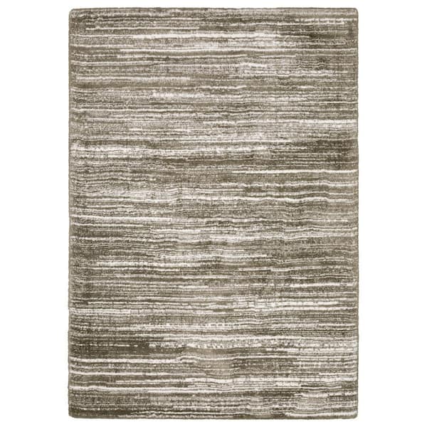 10 ft. x 13 ft. Blue And Ivory Striped Distressed Area Rug