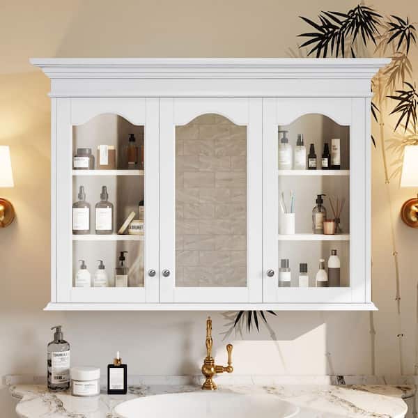 40 in. W x 28 in. H Rectangular MDF Medicine Cabinet with Mirror