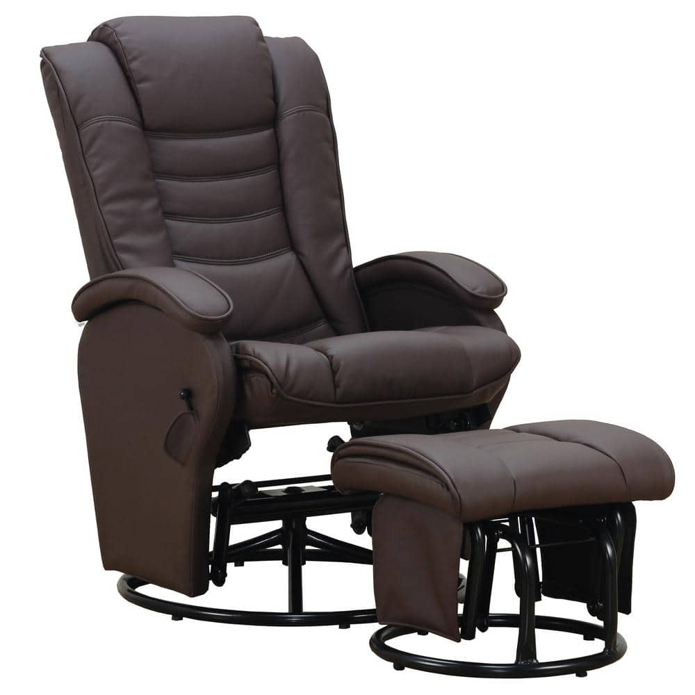 faux leather glider recliner with ottoman