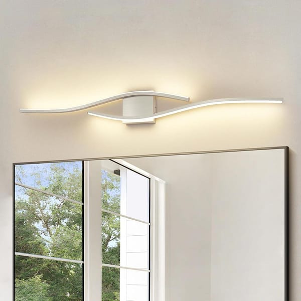 39.37 in. 1-Light Nickel LED Bathroom Vanity Light Bar with Dimmable and 5-CCT Adjustable Switch