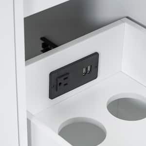 36 in. x 18in. x 34 in. Built-in USB Charging Freestanding Bathroom Vanity Storage Cabinet in White w/ White Caremic Top