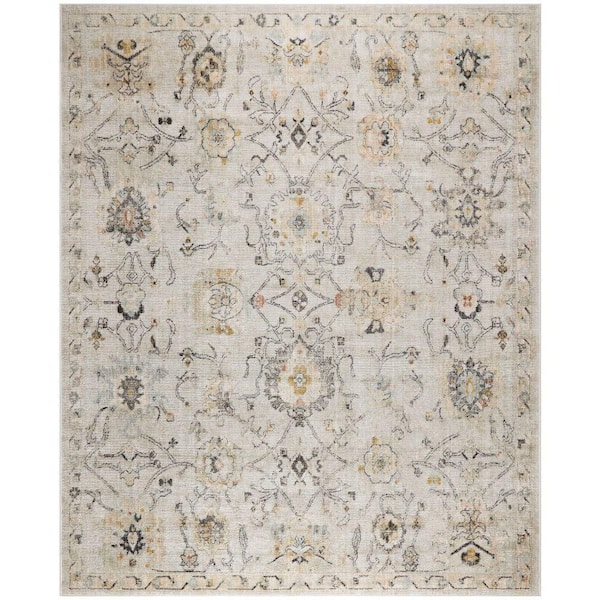 Oushak Home Grey 10 ft. x 14 ft. Floral Traditional Area Rug