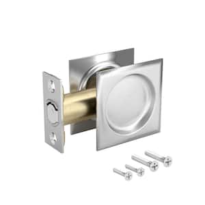 2 7/16 in. (62 mm) Brushed Chrome Square Pocket Door Passage Pull