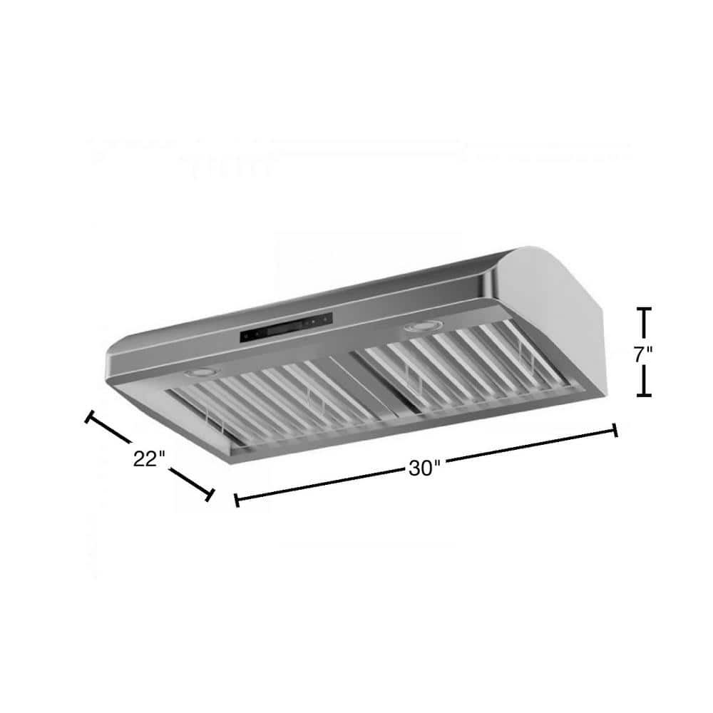 30" Brushed Stainless Steel Under Cabinet Range Hood