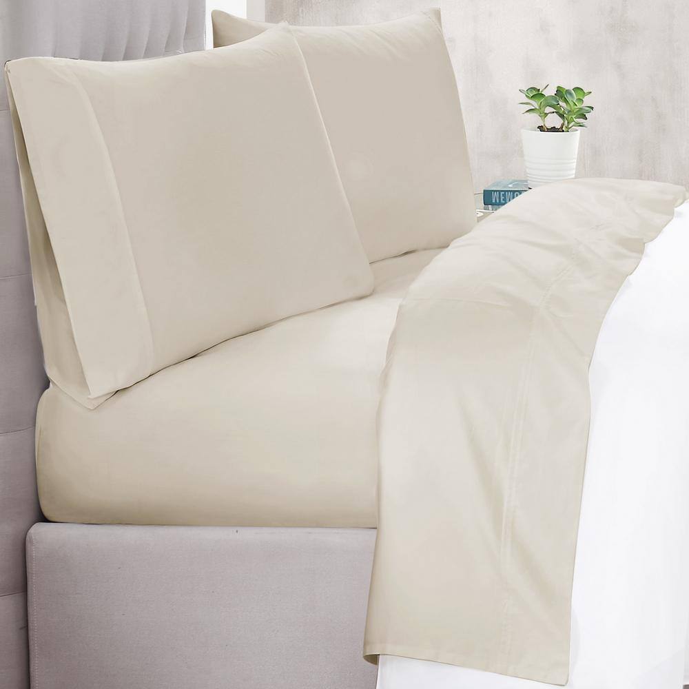 Khaki Twin Cotton Sateen 2-Piece Sheet Set