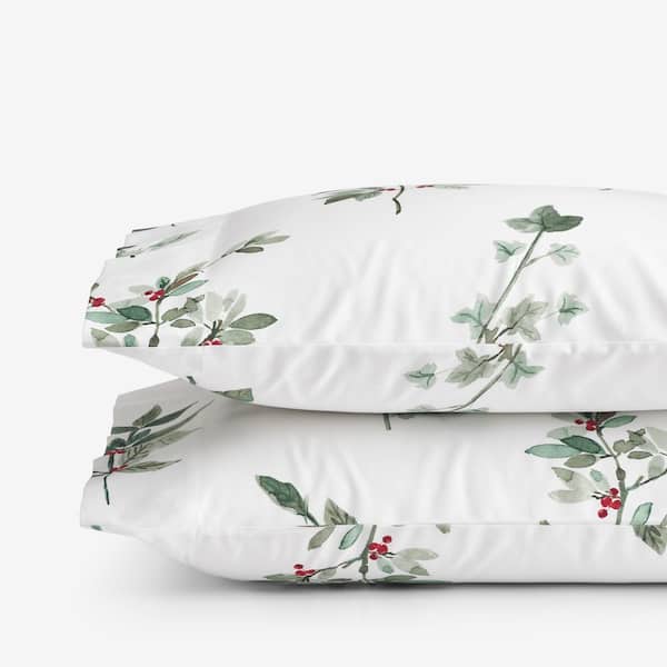 Company Cotton Floral Berry Green Sateen Pillowcase (Set of 2)