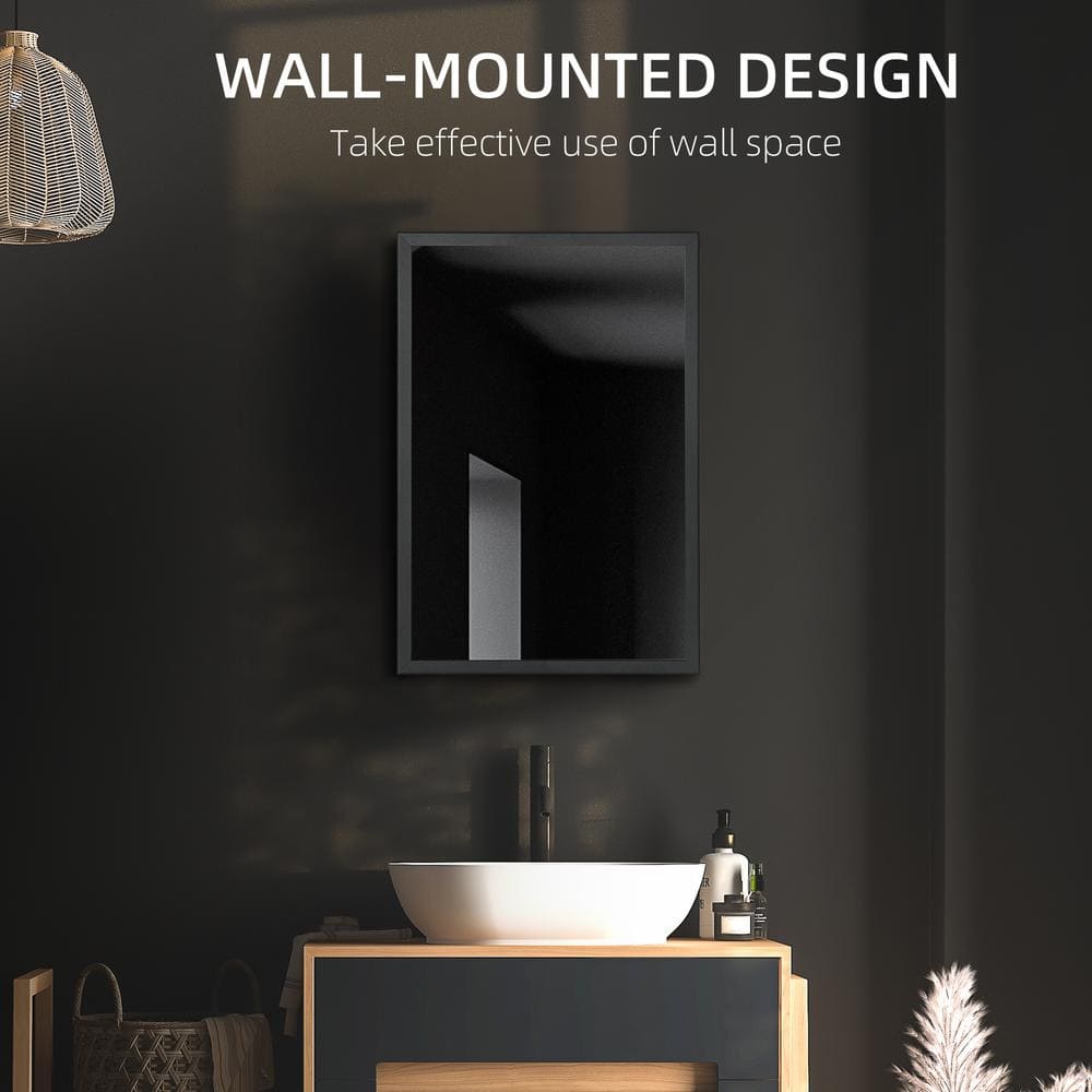 Black Steel Wall Mounted Medicine Cabinet with Mirror