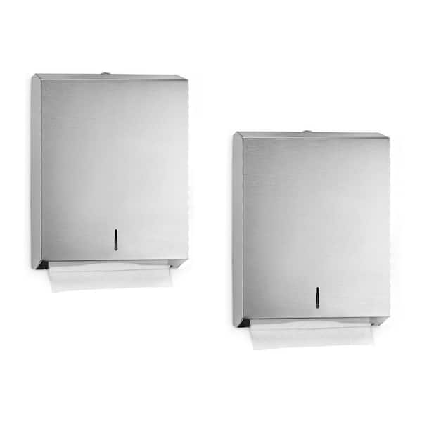 Alpine Industries Stainless Steel Brushed C-Fold/Multi-Fold Paper Towel Dispenser (2-Pack)