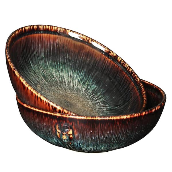 39 fl. oz. 8.8 in. Round Reactive Glaze Porcelain Pasta, Salad, Soup and Dessert Serving Bowl