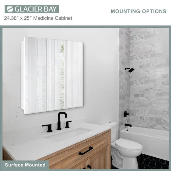 Glacier Bay 24.4 in. W x 25.2 in. H Rectangular Medicine Cabinet 