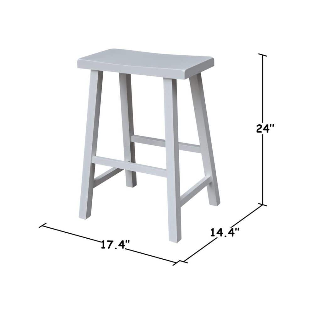 Elegant White Parawood Saddle Seat Counter Stool, 25"
