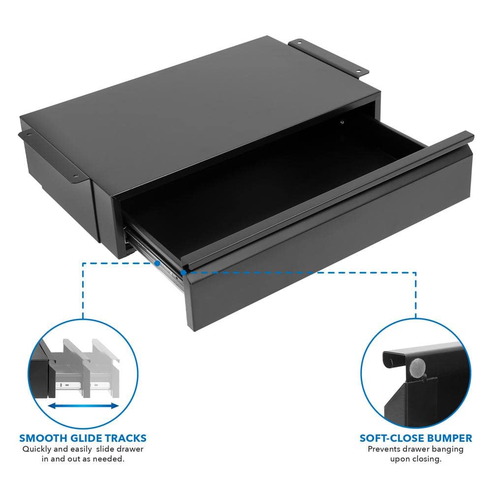 Matte Black Steel Under Desk Pull-Out Drawer Kit