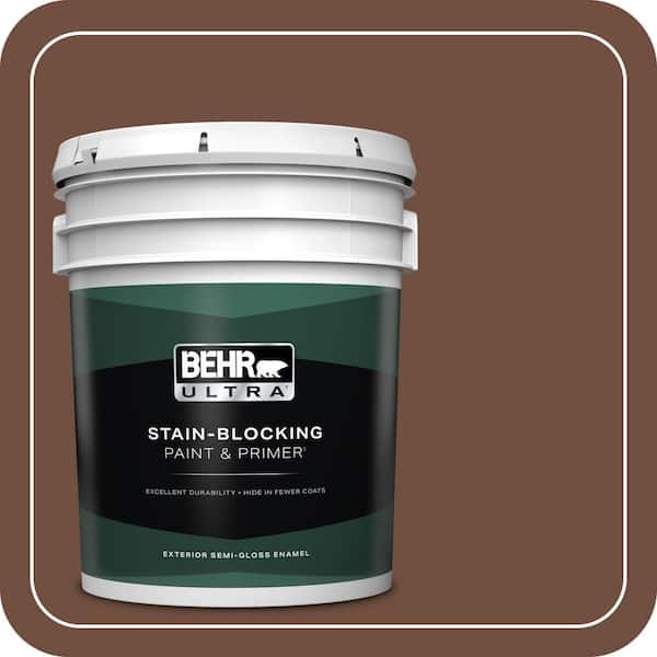 BEHR ULTRA 5 gal. #N160-7 Brown Velvet Semi-Gloss Enamel Exterior Paint & Primer