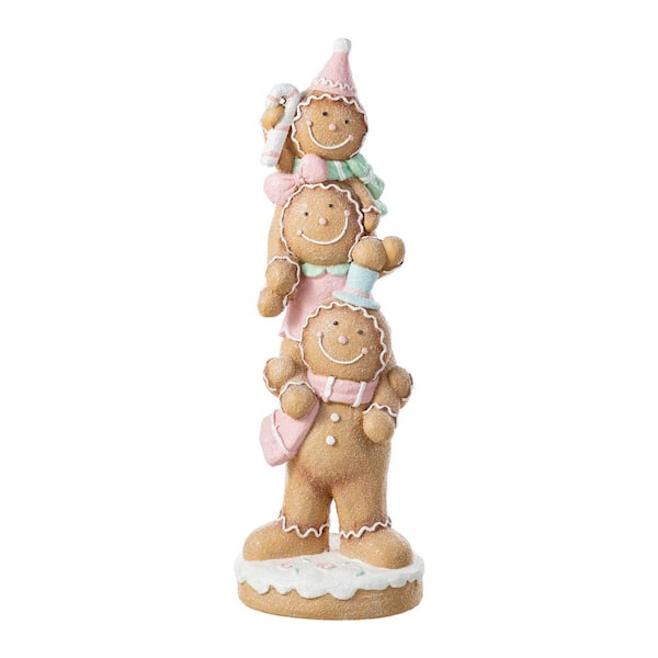 Glitzhome 29.25 in. H Christmas Macaron Pink Resin Stacked