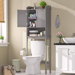 Bathroom Over-the-Toilet Storage 21.7 in. W x 66.9 in. H x 7.1 in. D Composite Rectangular Shelf in Gray