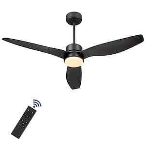 52 in. Integrated LED Indoor/Outdoor Matte Black 3 Reversible Blades Ceiling Fan with Light Kit and Remote Control