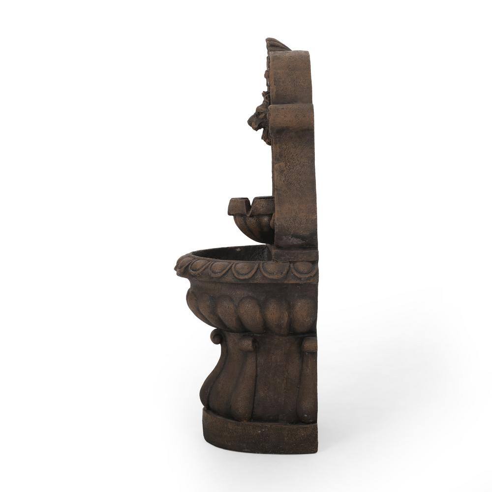Majestad Antique Light Brown Resin Lion Head Fountain