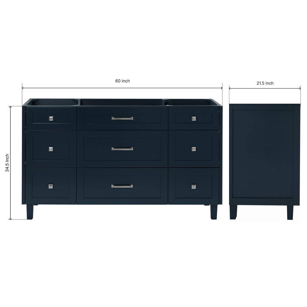 Monroe 60" Midnight Blue Freestanding Single Vanity Base