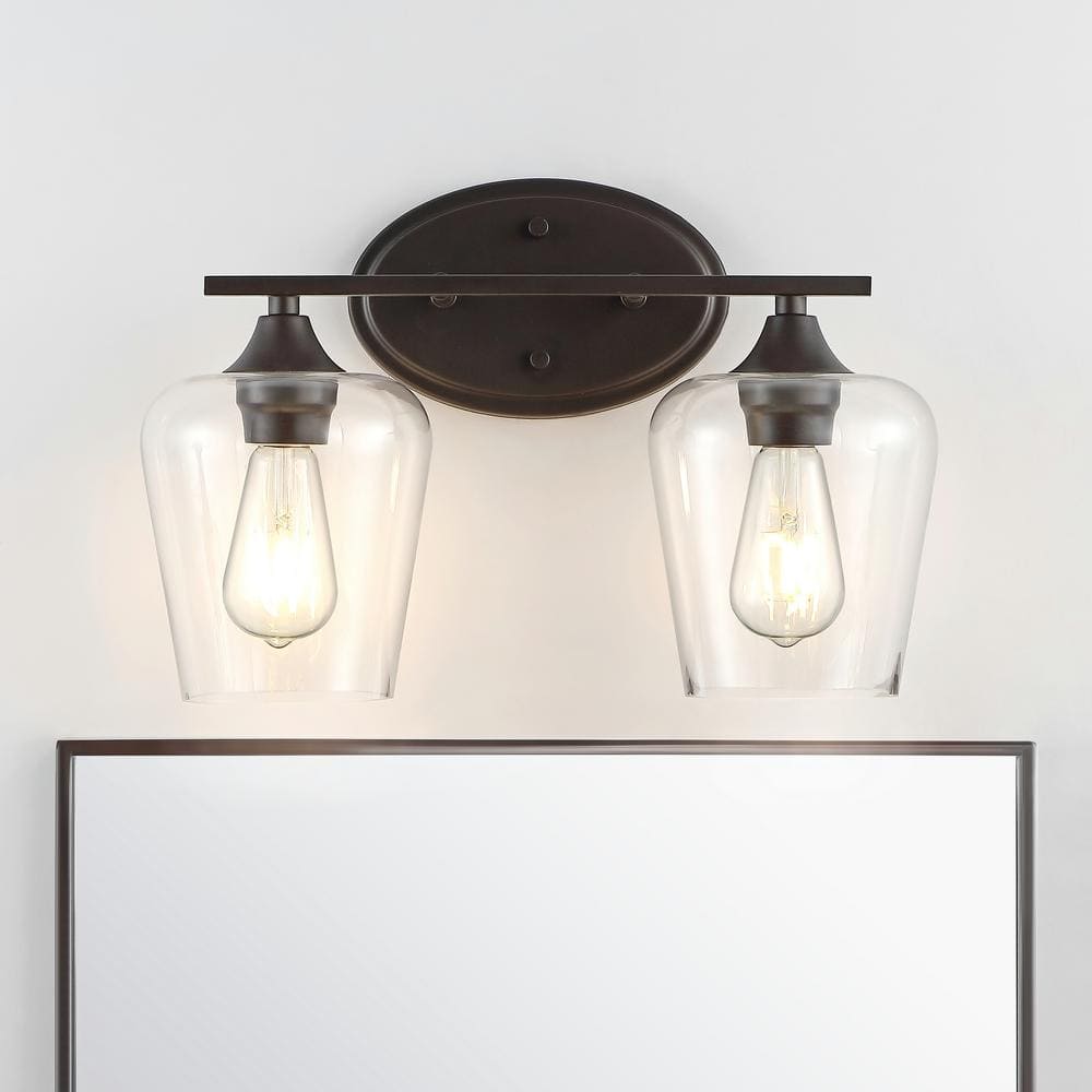 Jayne 16" Oil-Rubbed Bronze and Clear Glass Vanity Light