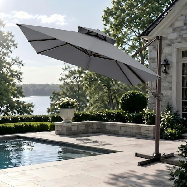 angled umbrella patio The Grande Square™ ensuring lasting durability and protection. PatioKingdom 9FT Outdoor Umbrella, Autotilt