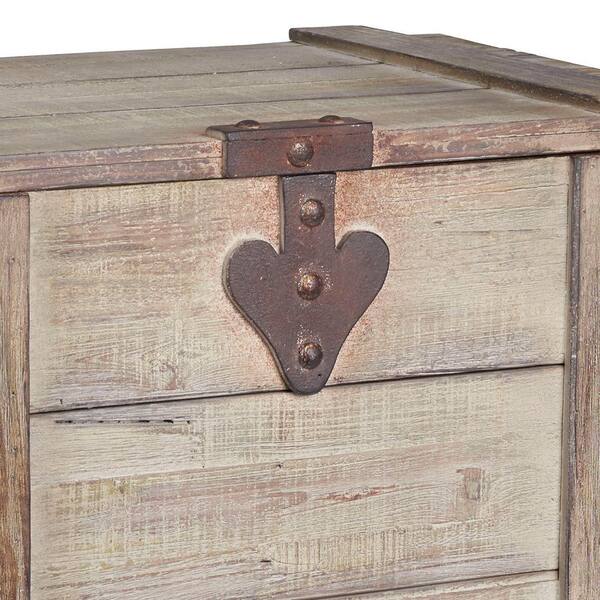 HOUSEHOLD ESSENTIALS Small Antiqued Wooden Chest 9539-1 - The Home