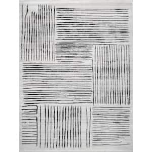 Soraya Striped Tiles Light Gray 6 ft. 7 in. x 8 ft. Indoor Area Rug