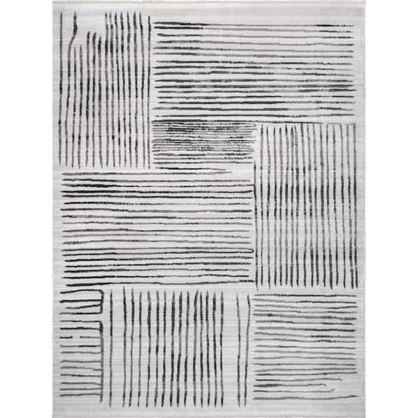 nuLOOM Soraya Striped Tiles Light Gray 6 ft. 7 in. x 8 ft. Indoor Area Rug