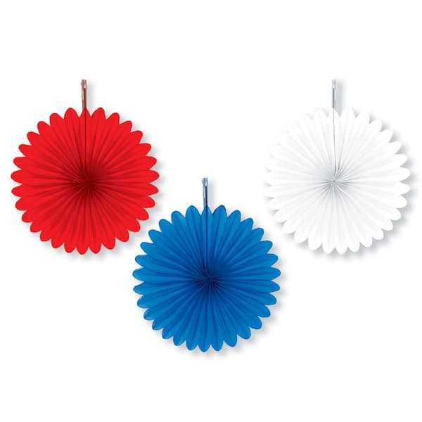 Amscan 6 in. Red, White and Blue Mini Paper Fan (5-Count, 5-Pack)